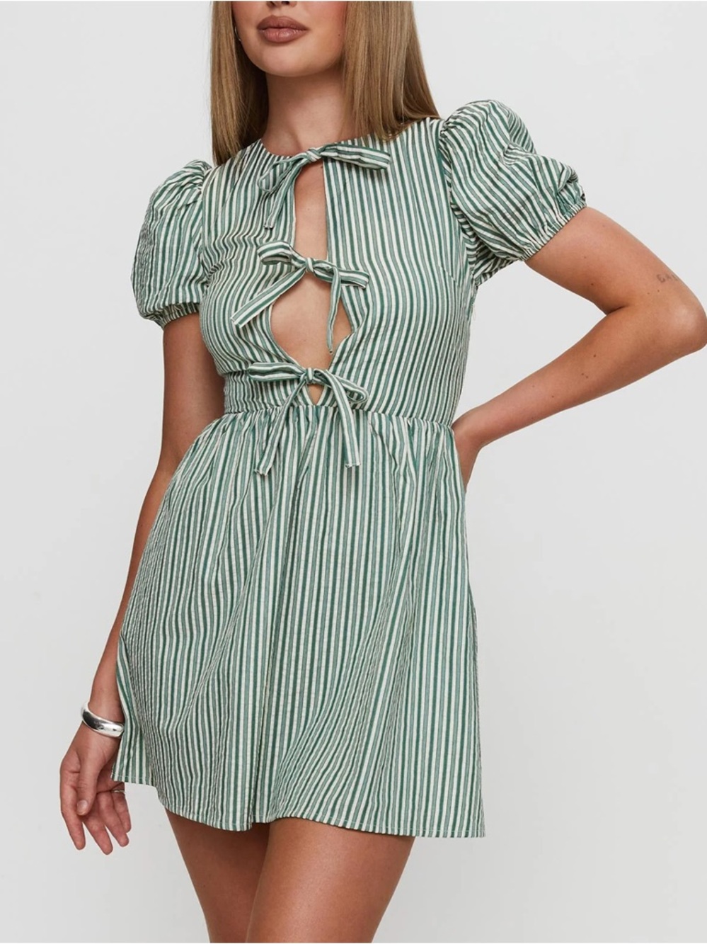 Princess Polly Nurture Bow Mini Dress